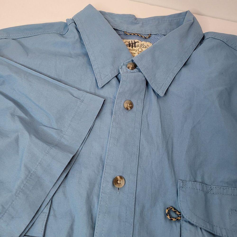 Cabela's Fishing Shirt Mens XL Blue Excellent Vented Back Short‎ Sleeve Cotton